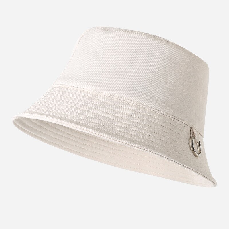 Chapeau seau d&#39;été avec anneau en métal pour filles, pare-soleil de plage en plein air, casquette de pêcheur pour garçons et femmes, Bob décontracté, Panama: White