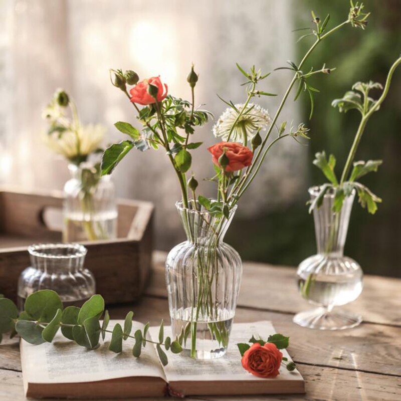 Home Decor Glass Vase Crystal Flower Vase Room Decor Flower Pot Modern Hydroponic Plants Wedding Home Decoration Accessories