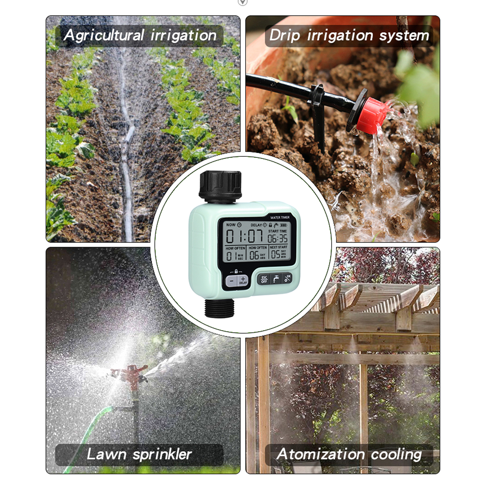 Watering Timer Automatic Irrigator Controller Home Garden Delayed Watering Automatic Drip Irrigation System IPX5 Waterproof