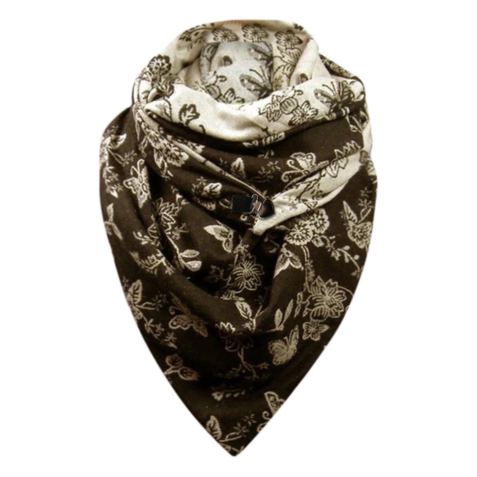 Bufanda estilo hijab con estampado de gato para mujer, chal multiusos con botón Retro, 80cm-100cm, para invierno: T