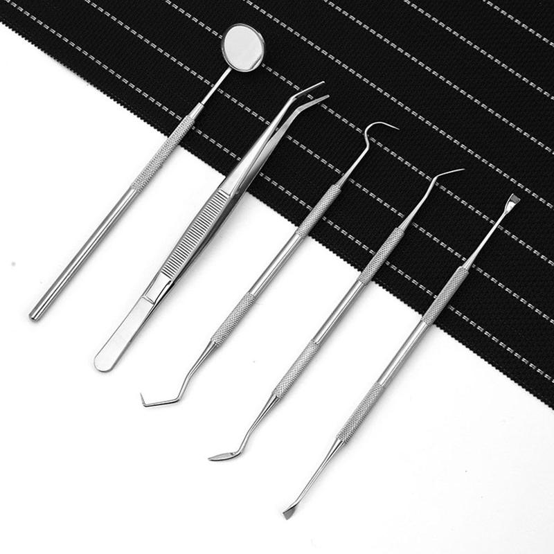 Ferramentas de aço inoxidável dentista dental espelho cabeça dupla sonda dental conjunto ferramenta limpeza do dente conjunto cuidados