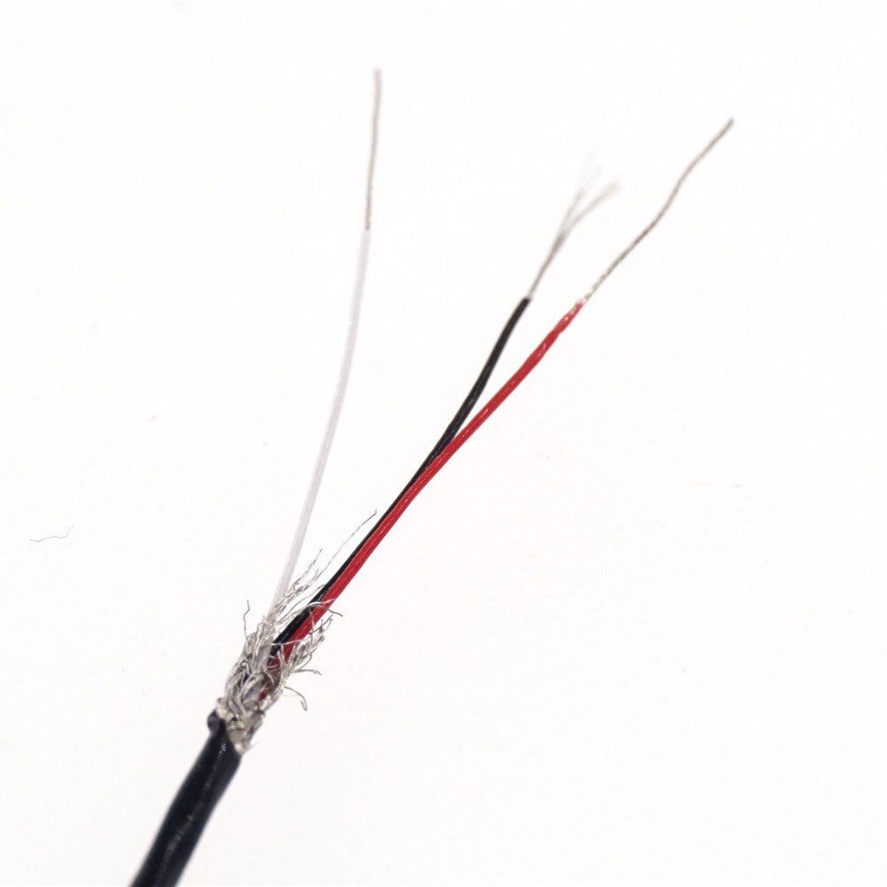 2 meters Superfine 3 Cores Braid Shield Cable Micro cable 34 AWG OD 1.2mm Tinned Copper Wire 3 Conductors one Layer Shielded