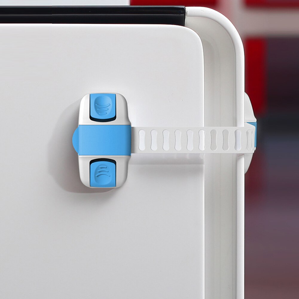 1Pcs Child Safety Multifunctional Adjustable Drawer Lock Safety Lock Protection Drawer Cabinet Refrigerator Lock: blue