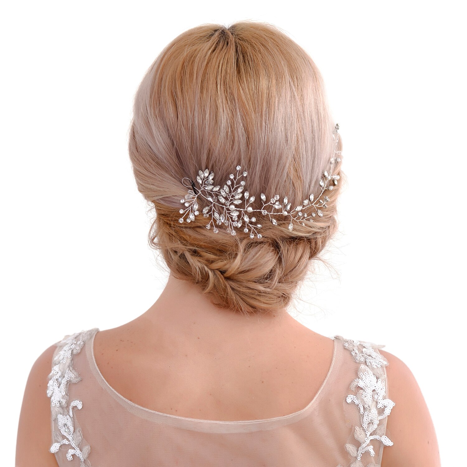 Wedding Bridal Hair Accessories Crystal Flowers Imitation Pearl Hair Comb Pin for Women Girl SCHP21S: Default Title