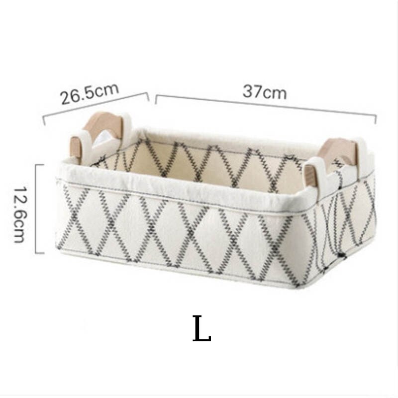 Inklapbare Opslag Bakken Opvouwbare Vilt Opslag Wasmand Organizer Carry Houten Handvat Doeken Speelgoed Dozen Containers: White -L