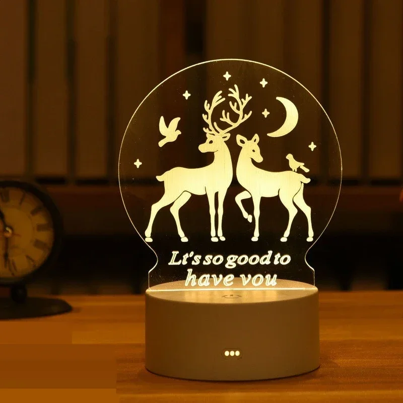 3D Illusion visuelle veilleuse visuelle créative LED lampe de bureau changement USB alimenté pour les enfants