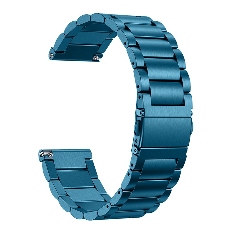 OULUCCI Classic Three Beads link Stainless steel Metal watch band Bracelet Strap Wristband Replacement Fitbit versa watch band: blue