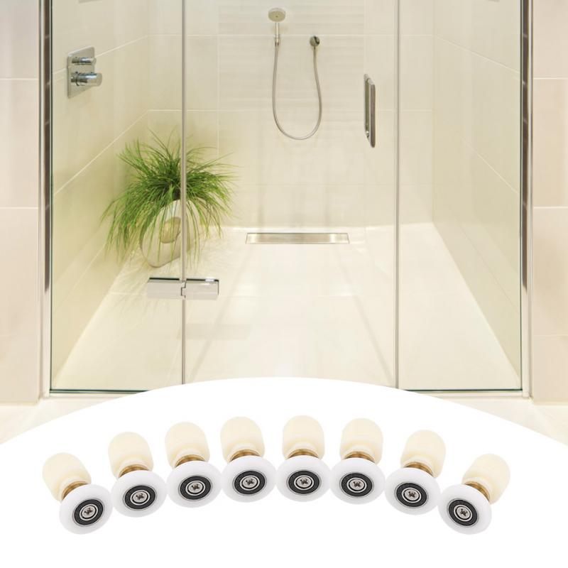 8 stk / sæt bruserdør rulle glidende messing abs glas brusebad dørløbere brusedør remskive badeværelse døre hardware tilbehør