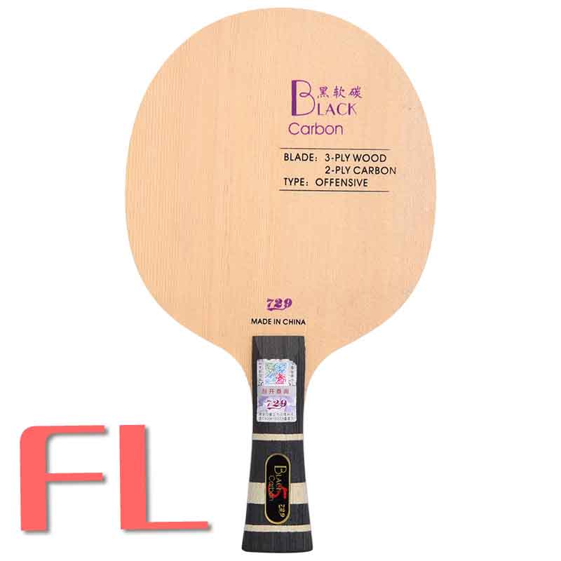 729 zwarte, blauwe, gele, alc carbon tafeltennisbatjes, offensief voor rackets en pingpongbatjes: Zwarte koolstof fl