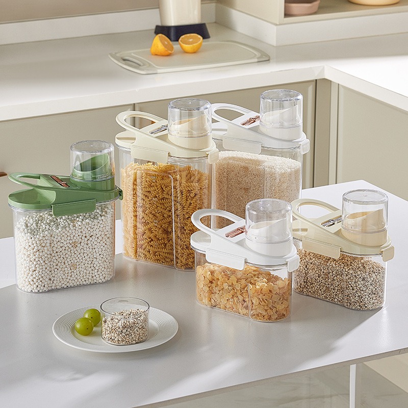 Conteneur Transparent de stockage de grains secs de riz, avec échelle et enregistreur de temps, odeur de grains de maïs, conteneur de stockage résistant à l'humidité
