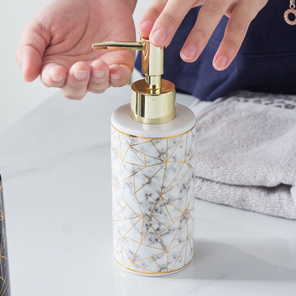 300ml stilfulde marmor keramiske lotion shampoo flydende sæbedispenser pumpe flaske badeværelse sæbe genopfyldelige flasker