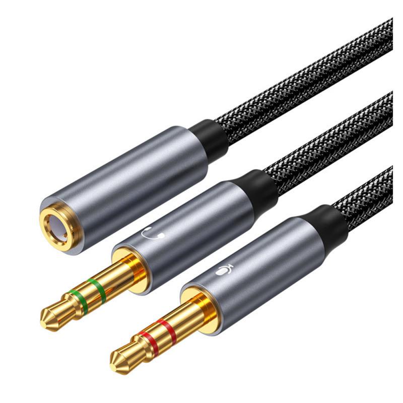 Headphone Splitter for Computer 3.5mm Female to 2 Dual 3.5mm Male Mic AUX Audio Y Splitter Cable Headset to PC Adapter 0.35M 1M