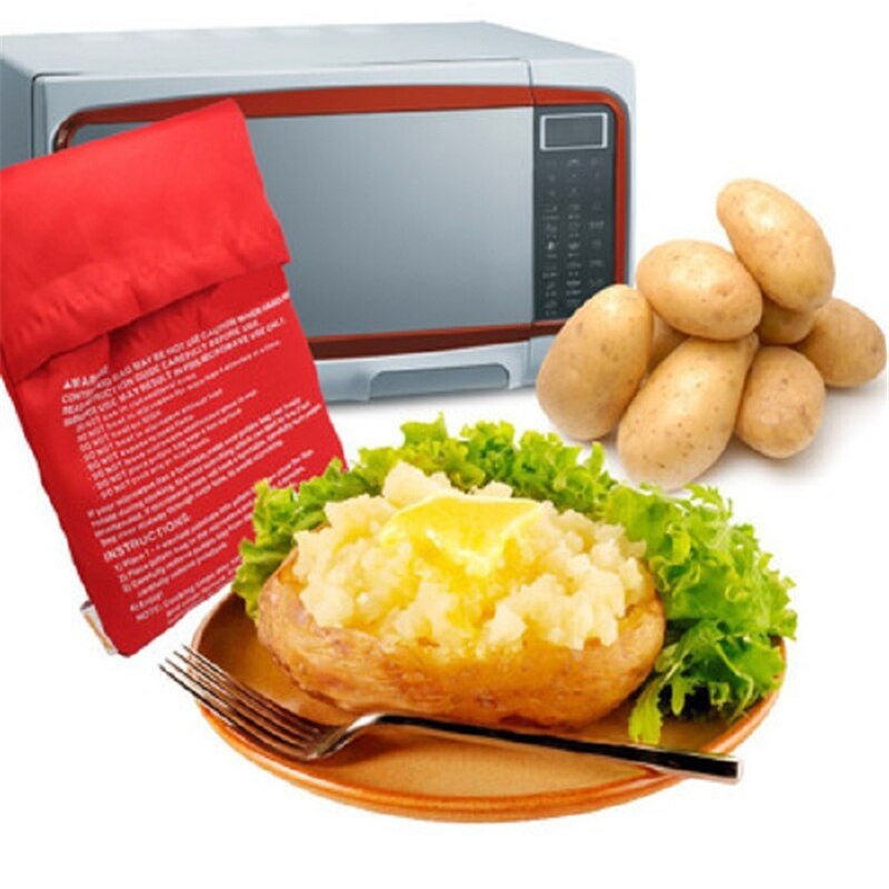 Bolsa roja lavable para cocinar Patatas al horno, accesorios de cocina para microondas, rápido, 4 patatas a la vez, 1 ud.