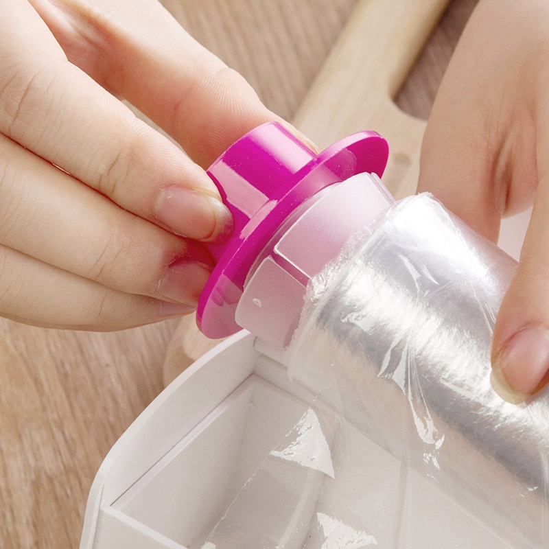 Kitchen Preservative Film Sliding Blade Cutter Box Magic Food Fresh Keeping Plastic Cling Wrap Dispenser Storage Container WY5