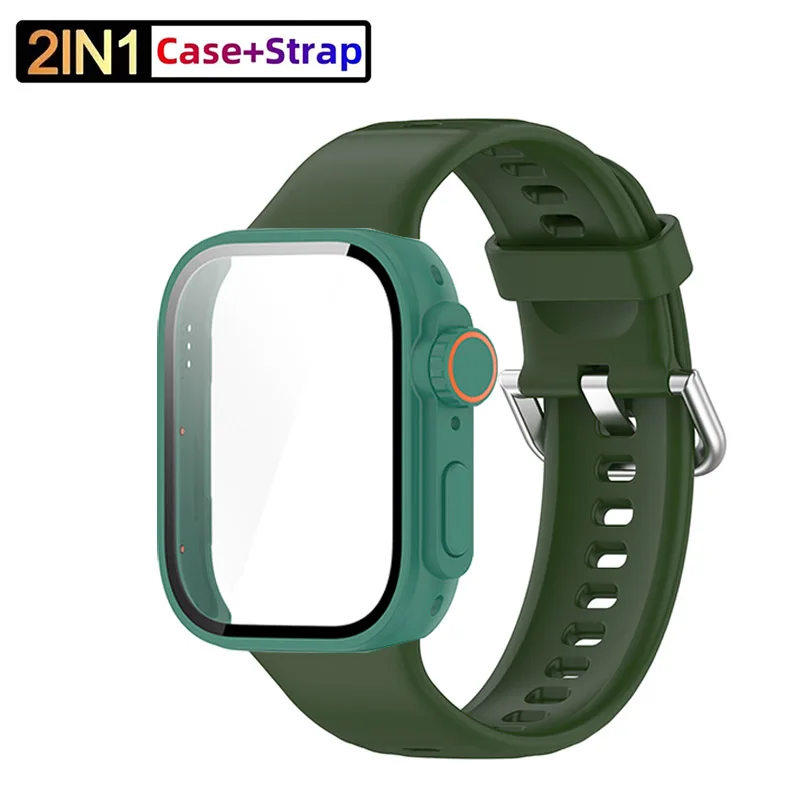 Correa de silicona para Huawei Watch Fit 3 Band con funda protectora de pantalla mejorada a Ultra2 funda para Huawei Fit 3 accesorios de muñeca: Luz Azul