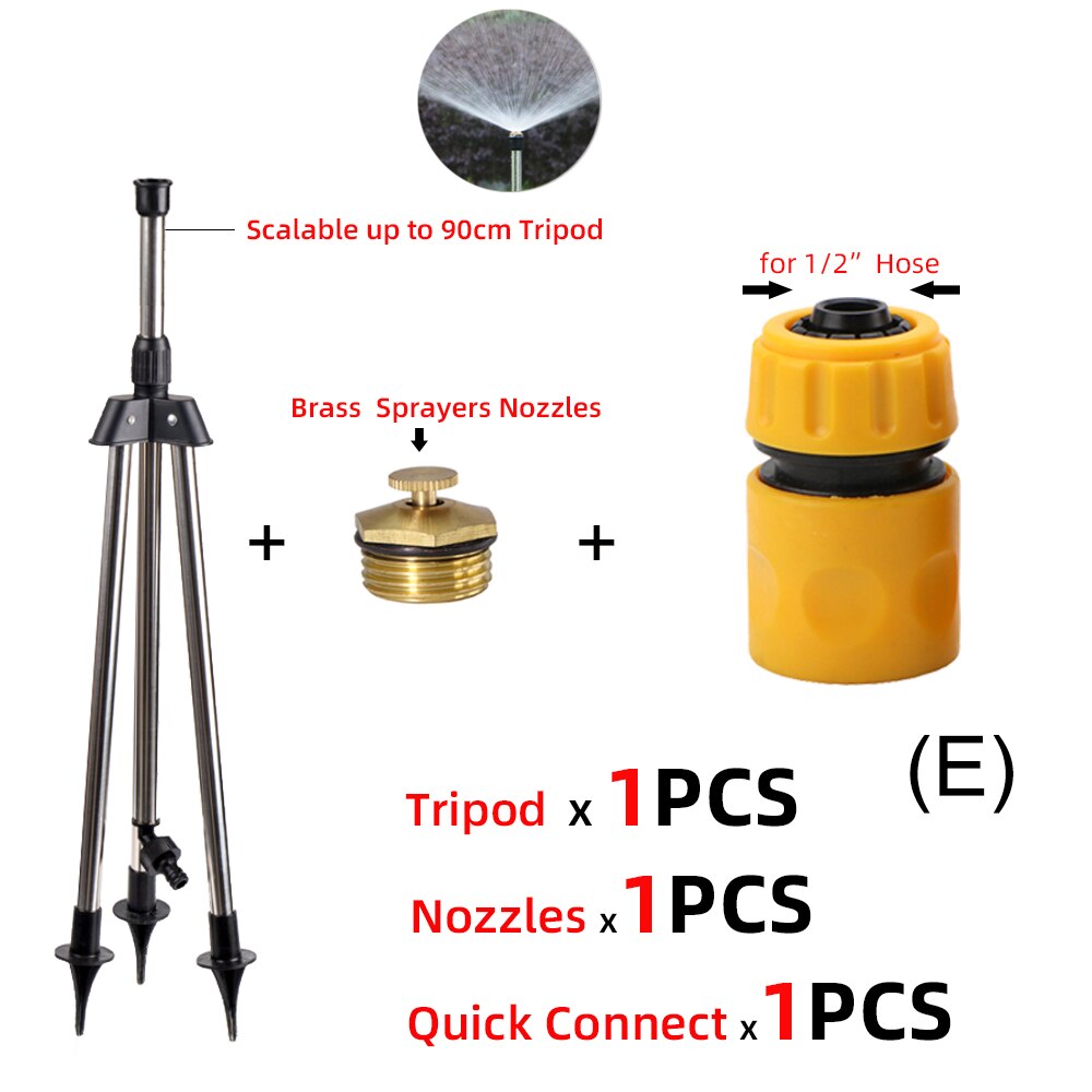 Tripé de aço inoxidável impacto sprinklers kit 360 graus girar bocais pulverizador para 1/2 &quot;mangueira planta agrícola irrigação flor: Ex1Kit