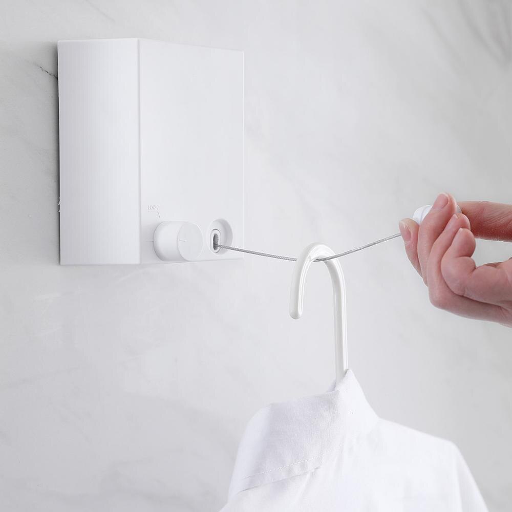 4.2M di Lunghezza Interna Invisibile Clothesline Retrattile Lavanderia parete sospeso stirata Lavaggio Linea di Vestiti