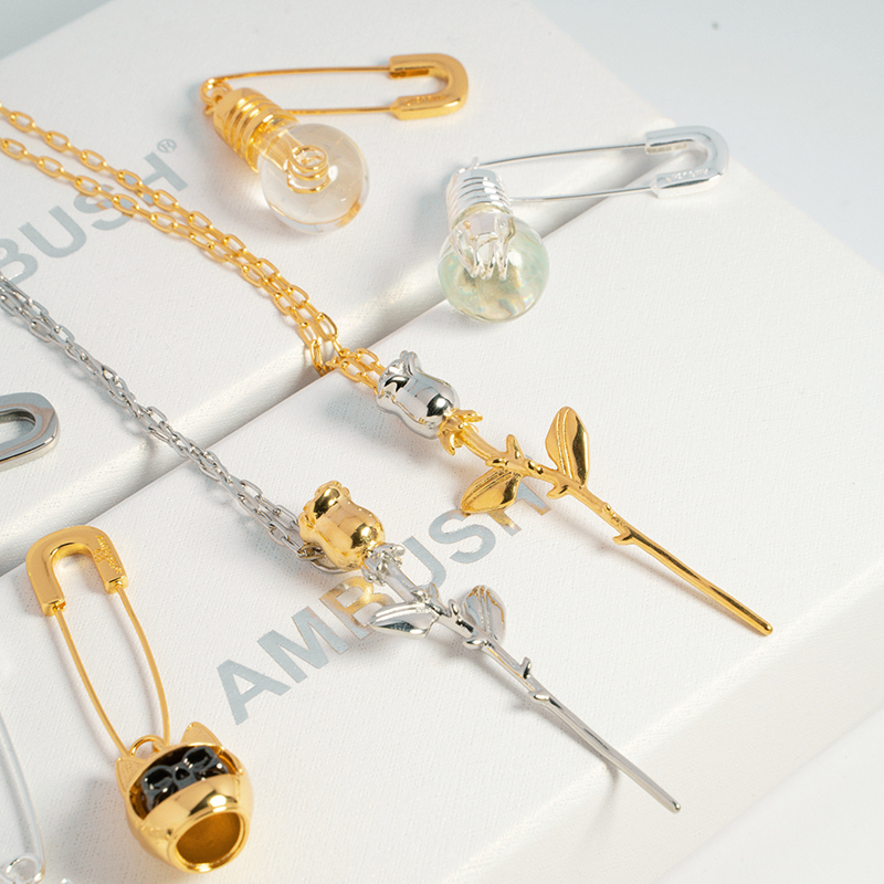 Edy 21SS S925 Ambush Gloeilamp Pin Oorbel Collection Metalen Logo Stud Oorbellen Voor Vrouwen Meisjes Partij Sieraden