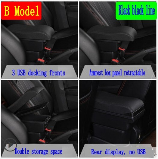 Dla Hyundai I30 podłokietnik ze schowkiem USB wysokość ładowania dwuwarstwowa środkowa zawartość sklepu uchwyt na kubek popielniczka akcesoria: B-Black black line