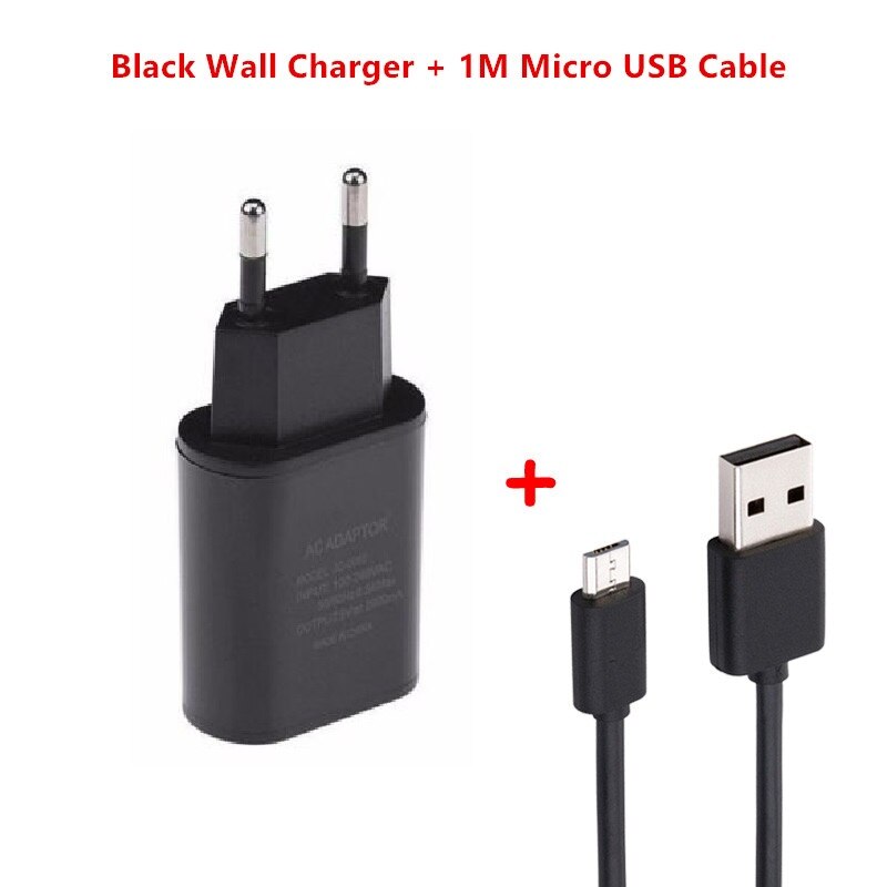 Cargador de viaje para la UE, 1M, Cable Micro USB para Alcatel 7/U3 /5V/1/3L/1C/1X3X/3/3V/Verso/3C/A3 Plus/U5 HD/U50/A7 XL: Black Charge miCable