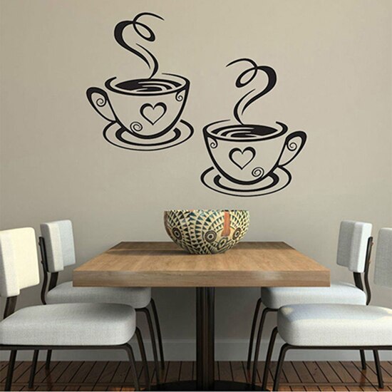 Hjem køkken restaurant cafe te vægklistermærke kaffekopper klistermærke vægindretning