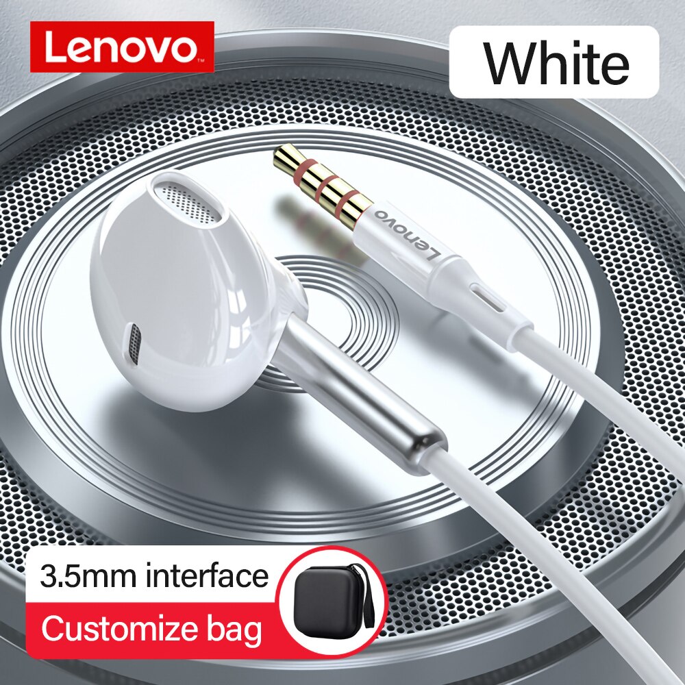 Lenovo XF06 Wired Hoofdtelefoon Ruisonderdrukkende Oortelefoon 3.5Mm In Ear Headset Hifi Oordopjes In Line Controle Met Mic Voor pc Telefoons: White-Case