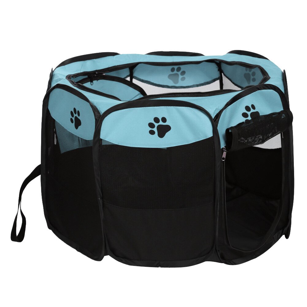 Chenils extérieurs portables clôtures maisons de tente pour animaux de compagnie pour petits grands chiens pliable parc intérieur chiot Cage chien caisse salle de: Sky Blue