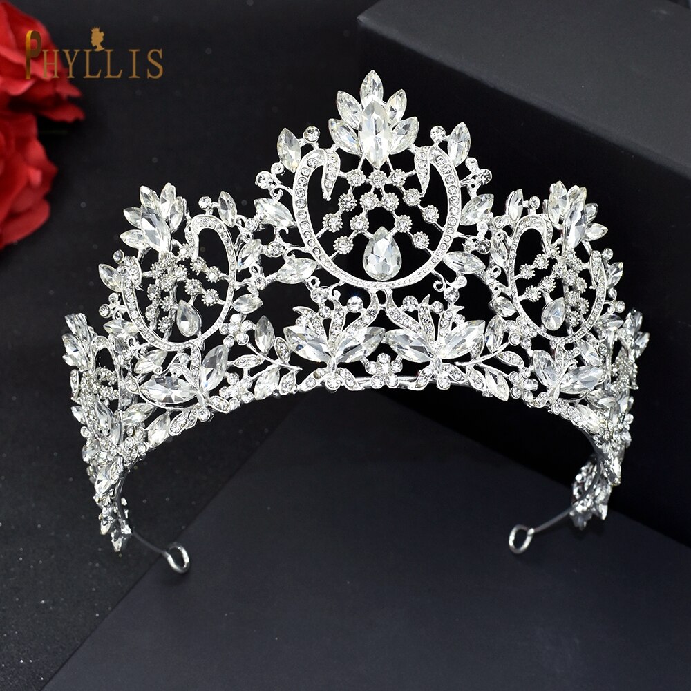 A213 Zirkoon Bruiloft Ronde Crown Luxe Diadeem Hoofdband Rhinestone Hoofddeksel Bridal Hoofddeksels Koning Tiara Prinses Haar Jewerly