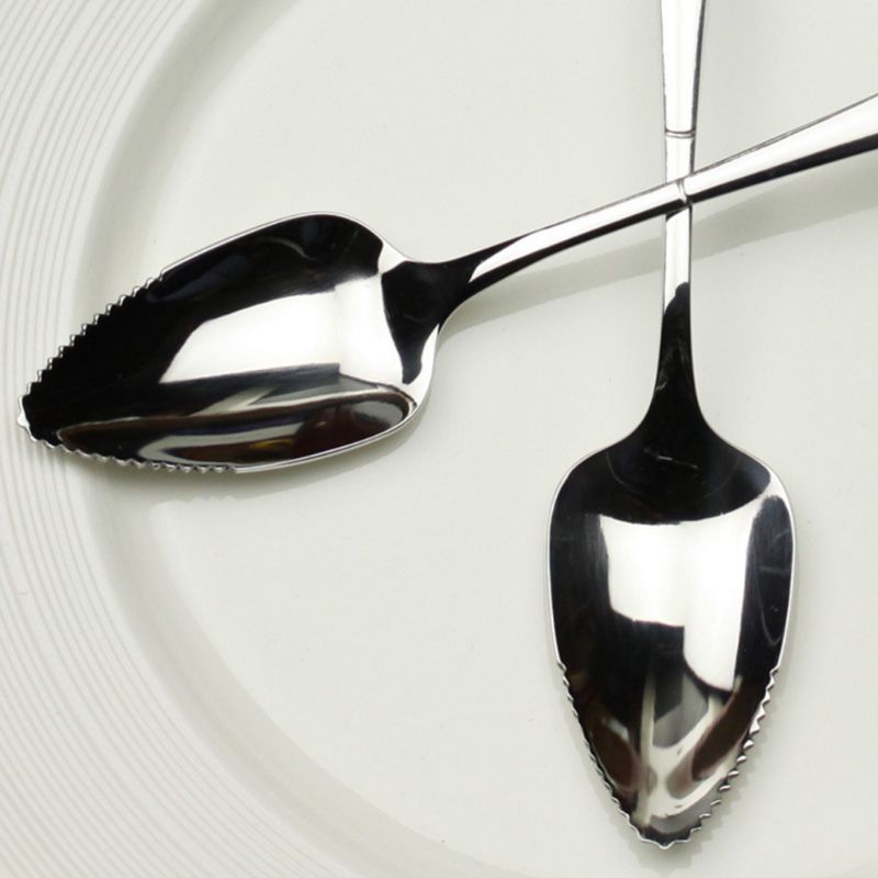 Stainless Steel Grapefruit Scraper Spoon Serrated Sawtooth Edge Long Handle Multi-functional Baby Food Prepare Tool