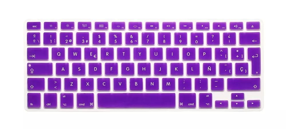 Hiszpańska wersja ue silikonowa wodoodporna klawiatura obejmuje skórki Protector dla Macbook Air 13 Pro 13 15 17 dla Mac book A1466 A1502: Purple