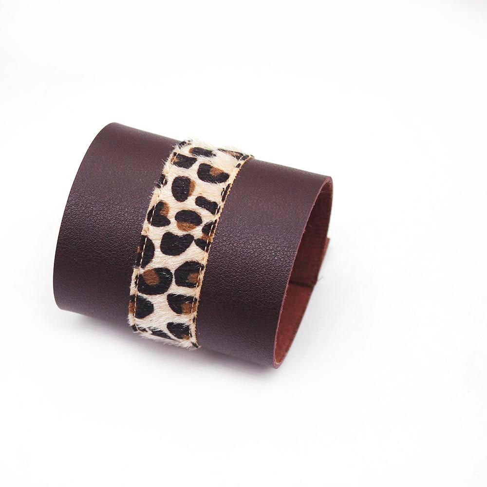 D &amp; D Punk Leer Luipaard Bedelarmband Stijl Luxe Unisex Breed Grote Armband Armband Lederen Sieraden Kerstcadeau: 2