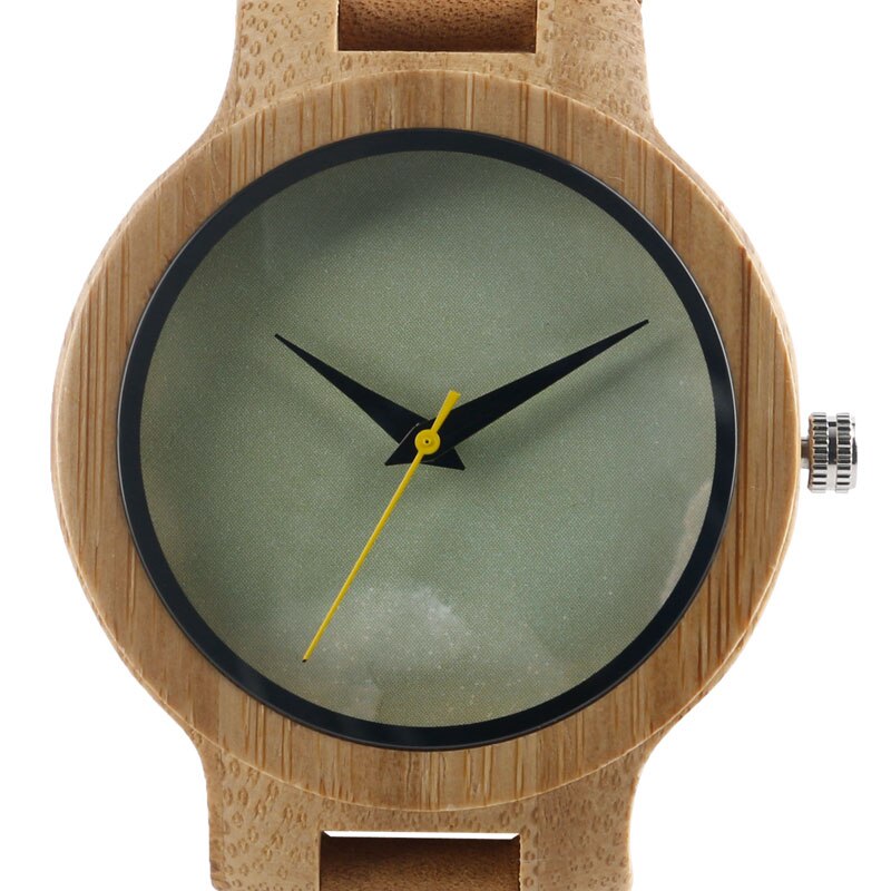 Mannen Quartz Houten Horloges Bamboe Natuur Lederen Band Vrouwen Pols-Horloge Marmer Patroon Gezicht Minimalistische Creatieve Klok