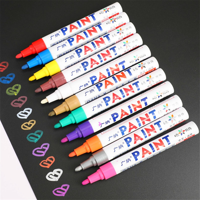 1 szt. Kolorowe markery wodoodporne trwałe białe markery bieżnik opony gumowa farba robić tkanin metal Twarz znacznik permanentny