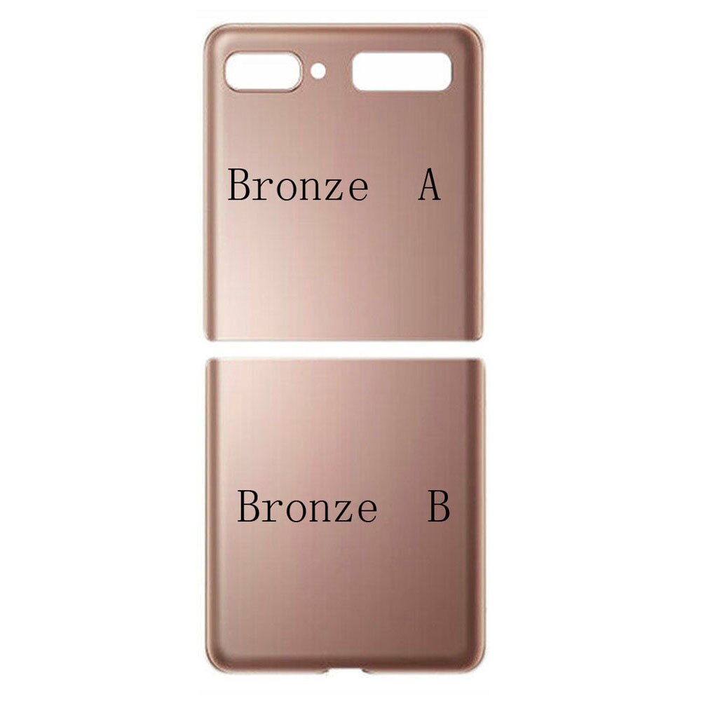 Nova tampa da bateria de vidro da porta traseira para samsung galaxy z flip 5g f707 f700 habitação parte traseira da substituição da bateria + adesivo: Bronze original