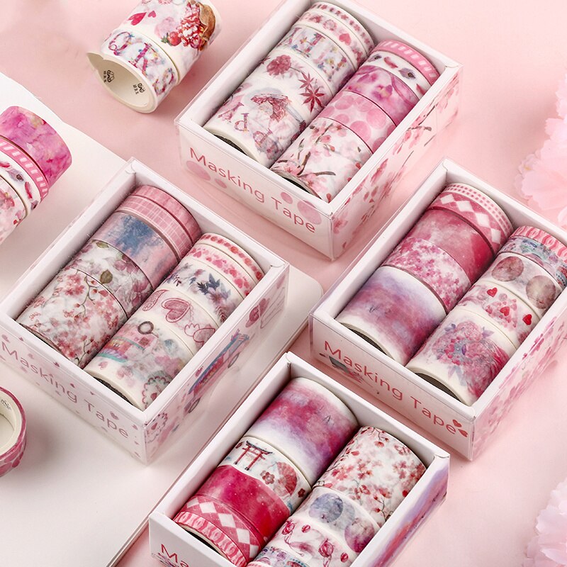 8 st djur ritpapper washi tejp set söt valp val sjöjungfru sakura färg självhäftande maskeringstejp klistermärken album dagbok  f314