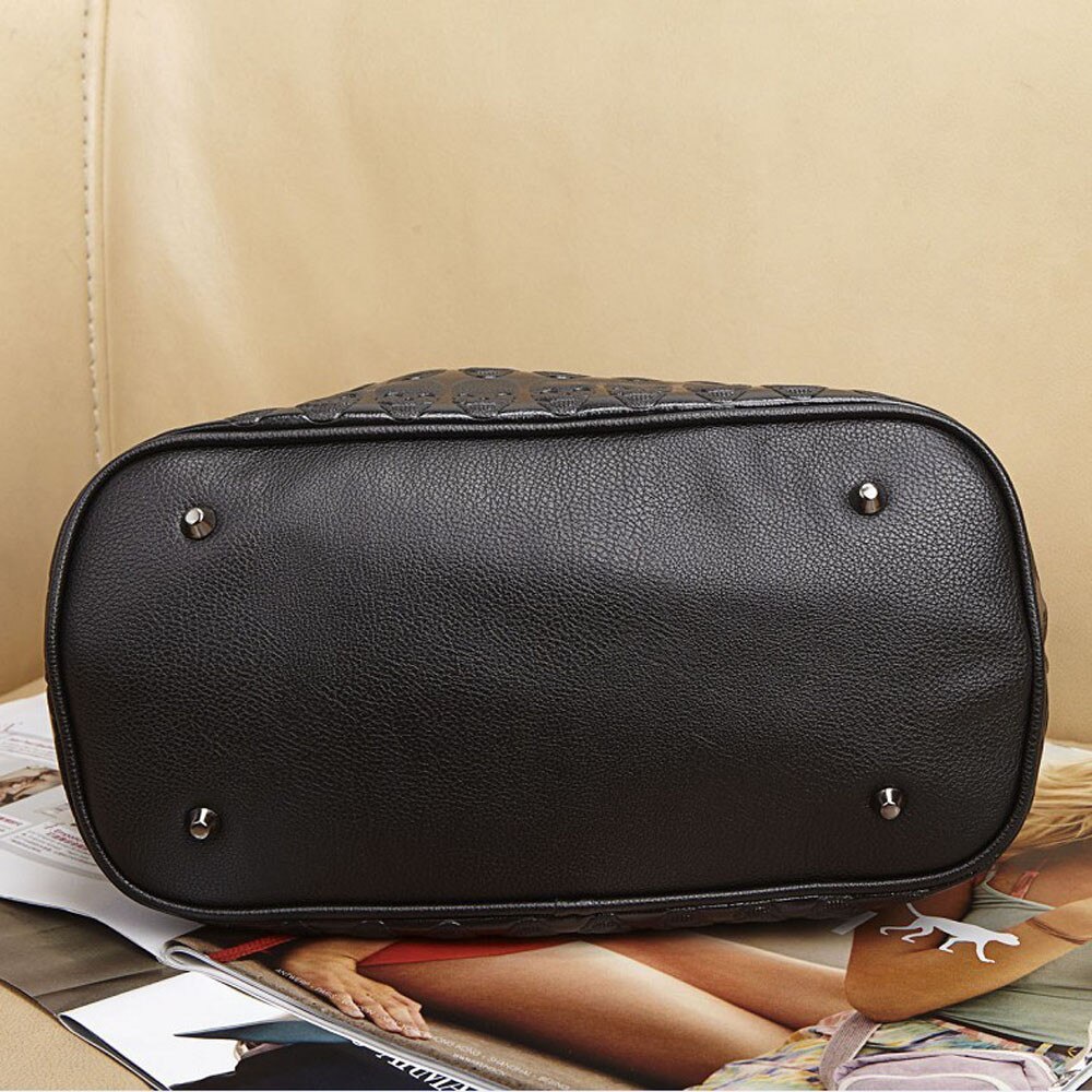 A103 kette schädel schal lässig kreuz tasche schulter tasche schwarz Frauen Schädel Skelett Kette Hangbag Dame Tote Schulter Eimer Tasche
