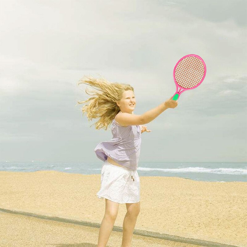 Strand tennisracket børns udendørs sports tennisracket med badmintonbold lyserød