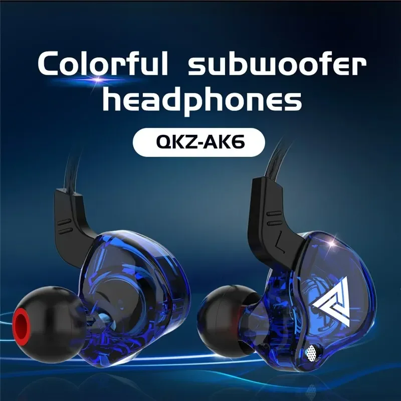 Original QKZ AK6 controlador de cobre HiFi auriculares con cable carrera deporte auriculares estéreo de graves auriculares de música 3,5 MM en la oreja con micrófono