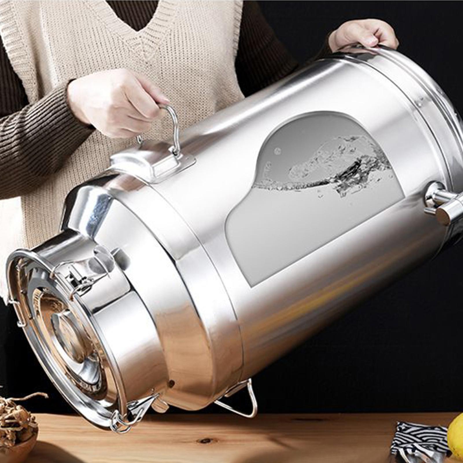 5L/9L/14L Keuken Afgesloten Vat Met Kraan Roestvrijstalen Vetcontainer Met Deksel Luchtdichte Melk Emmer Wijn Afgesloten Tank