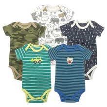 Barboteuse à manches courtes pour bébé garçon, 5 pièces/lot, barboteuse en coton pour -né