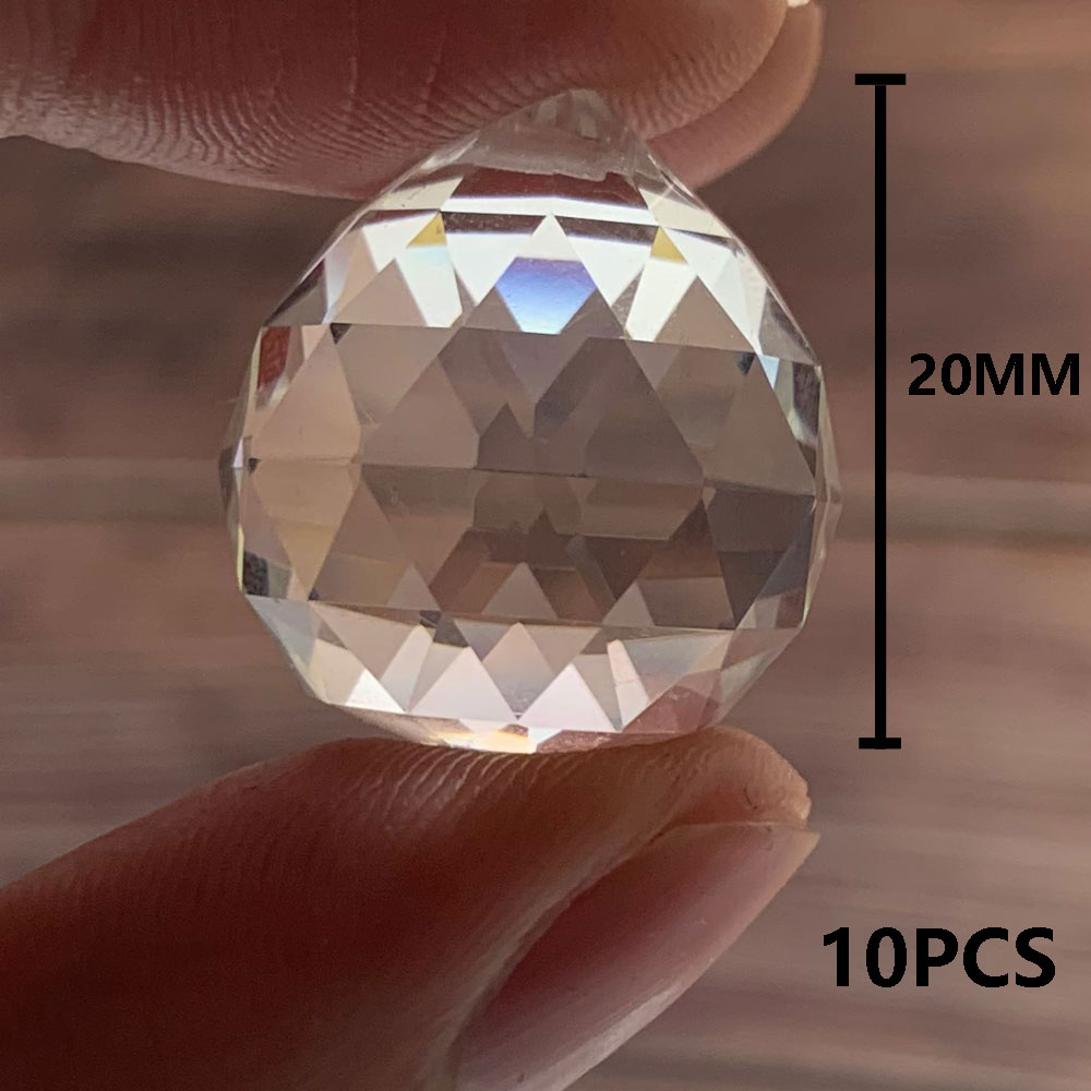 10 pz 20 MILLIMETRI Feng Shui Appeso Facted Sfera di Cristallo Prismi Lampadario in Vetro Parti Suncatcher Pendente FAI DA TE Appeso Ornamento