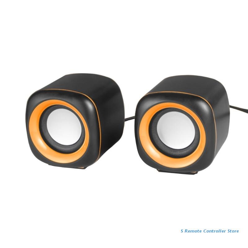 USB Wired Computer Speakers Deep Bass Sound Box Speaker For PC Laptop Powerful Subwoofer Multimedia Loudspeakers: Black orange