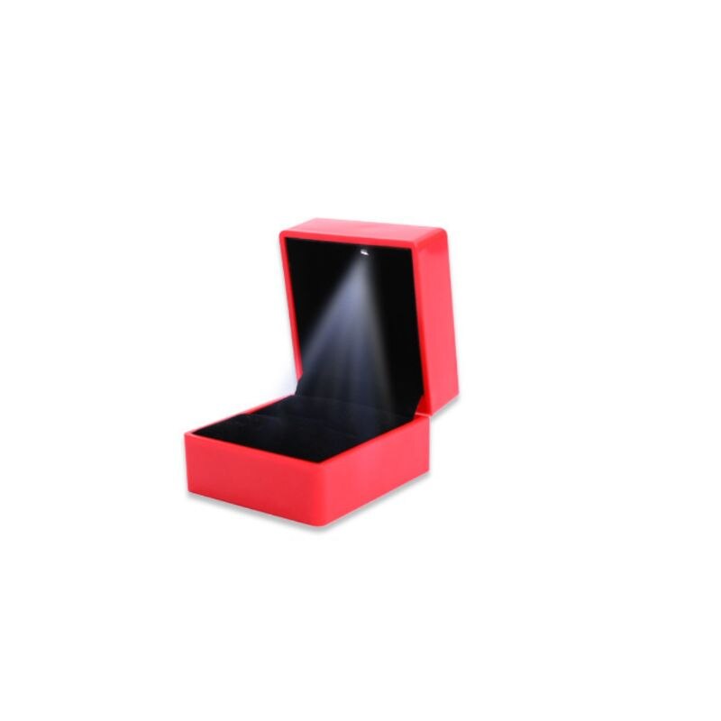 Cajas de almacenamiento de anillo de collar con luz LED, caja de de compromiso de boda, pendiente pulsera joyería, caja de exhibición