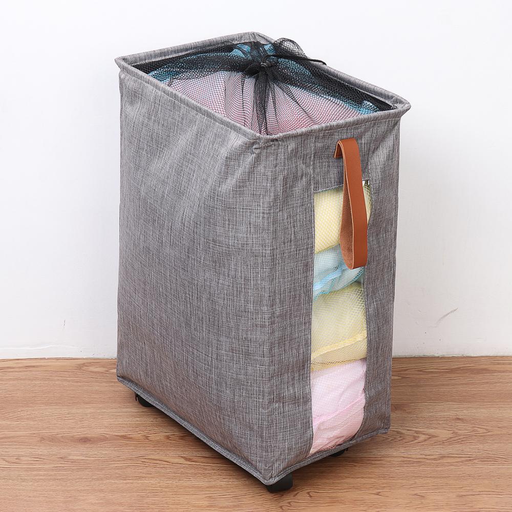 1PC Waterproof Rolling Laundry Hamper Laundry Baskets Collapsible Clothes Toys Basket Organizer with Mesh Cover Wheels