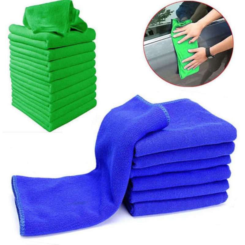 1Set 5/10pcs Microfiber Wash Clean Towels Cleaning Cloths Blue Car Furniture Cleaning Duster Soft Cloths 25x25cm