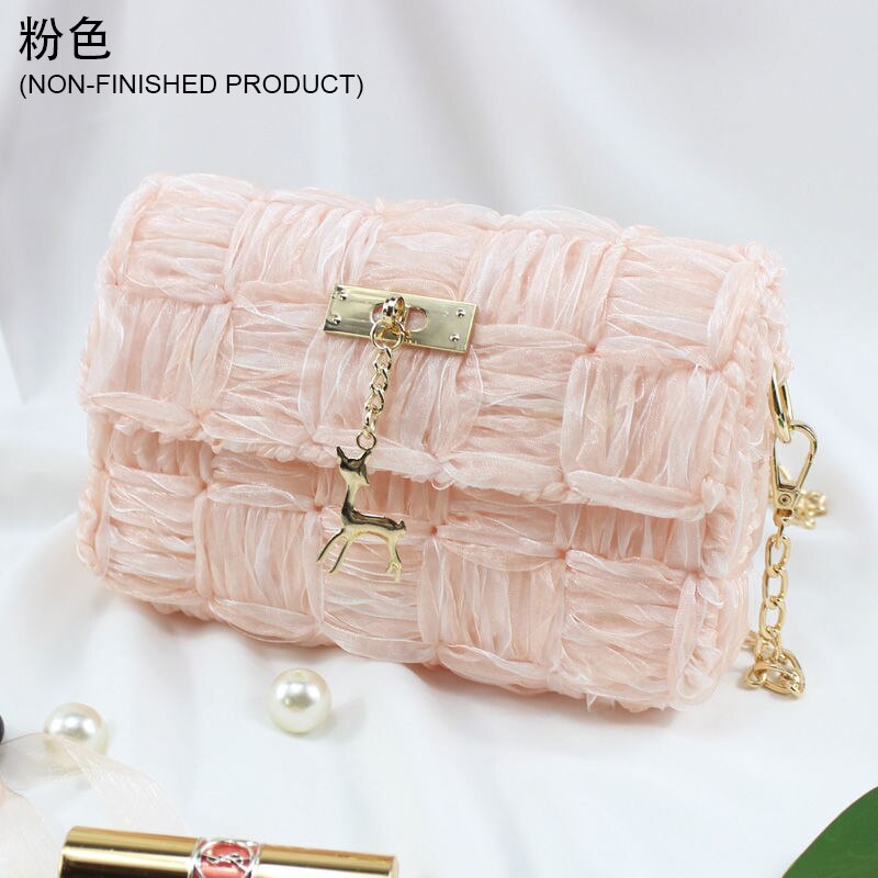 Bag Making Materials DIY Bag Handmade Mesh Cloth Latch Hook Bags Handcraft Weaving Sewing Stich Materials Adult: Pink