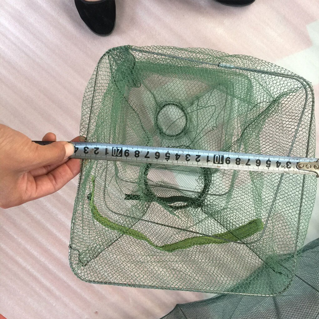 AOTU Mesh Crab Fishing Net Crayfish Lobster Shrimp Prawn Hand Trap Foldable Fishing Network Trap Cage Random Color