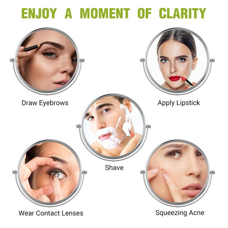 Extendable 8 Inch Double Sided Bathroom Mirror Smart Mirror Makeup Wall Mounted Mirror Bathroom Mirror