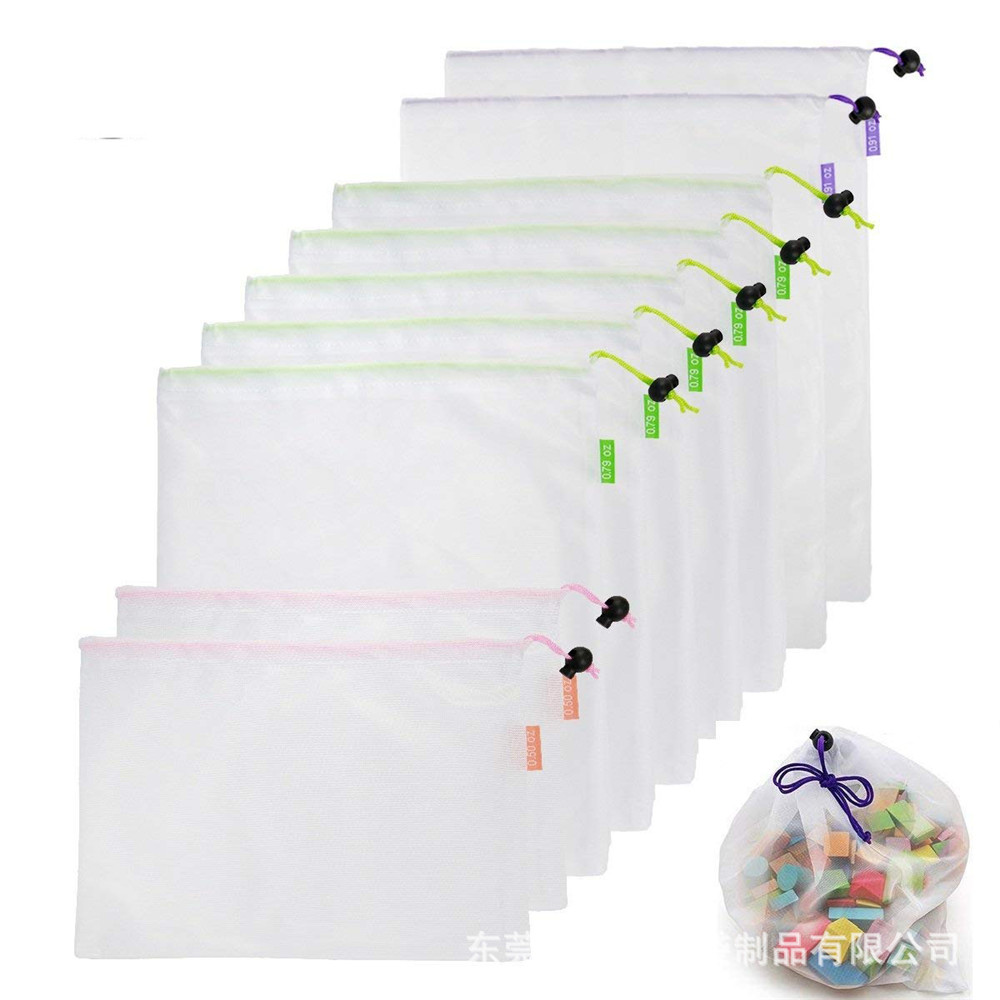 1PC Reusable Mesh Kitchen Storage Bags Washable Eco Friendly Bag For Grocery Supermarket Fruit Vegetable Toys Sundries Storage
