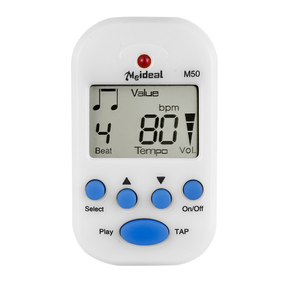 Professionele Metronoom M50 Digitale Lcd Clip-On Tuner Metronomfor Gitaar Piano Mini Metronomo Muziekinstrument Accessoires: White